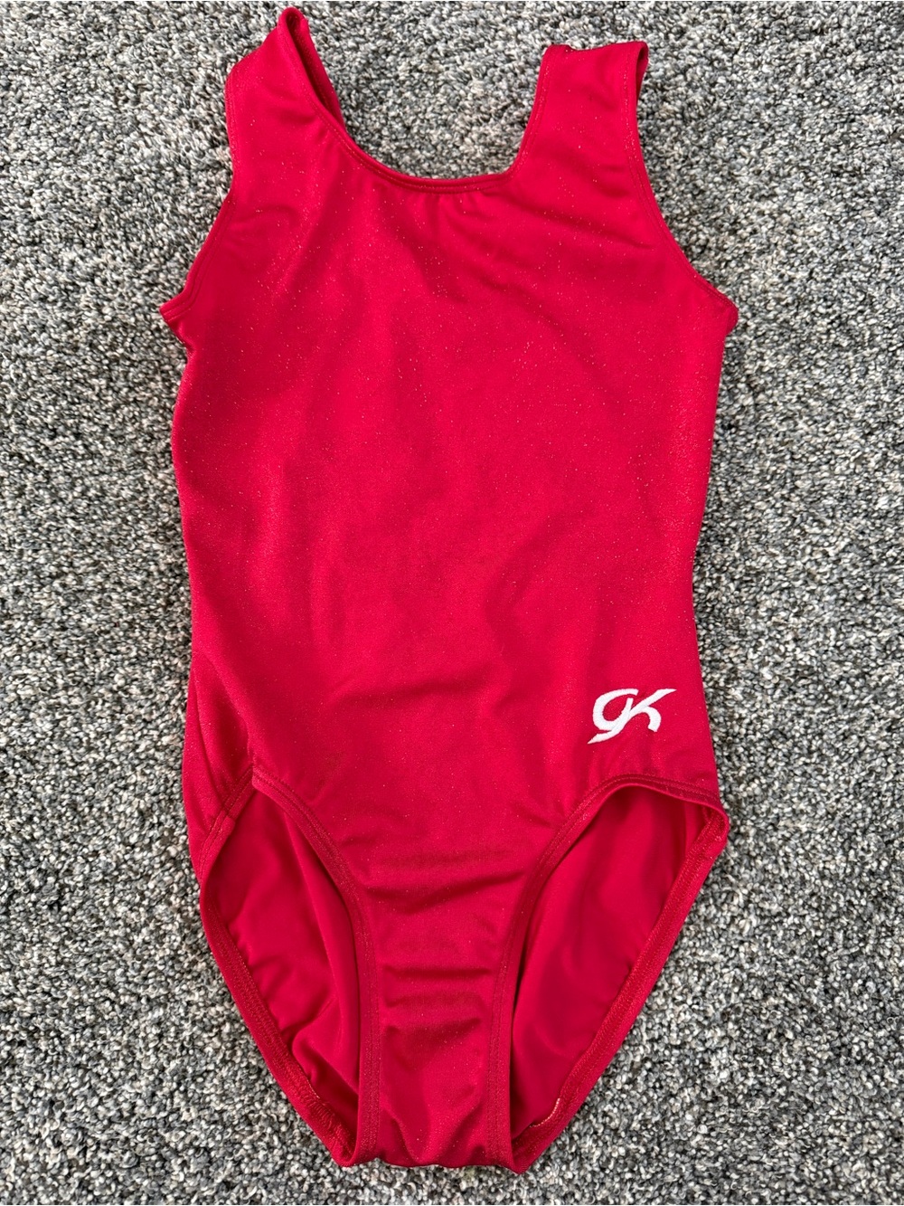 GK Elite Red Metallic Shimmer Gymnastics Leotard - Child Large (CL)